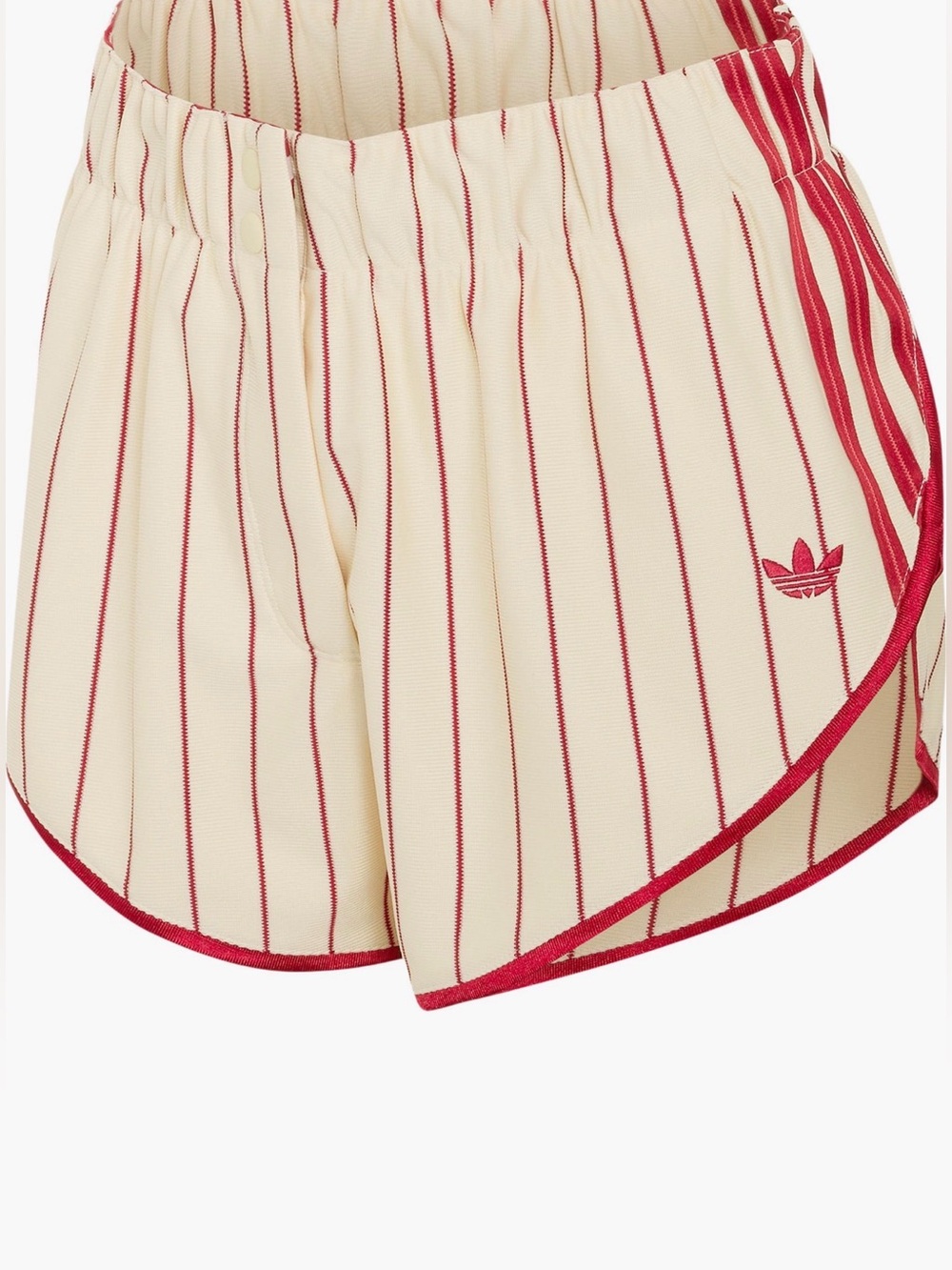 adidas Women's Cream and Red Striped Athletic Shorts